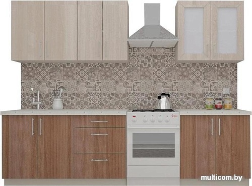 Кухня ВерсоМебель ВерсоЛайн 1-2.2 (ясень шимо светлый/ясень шимо темный)