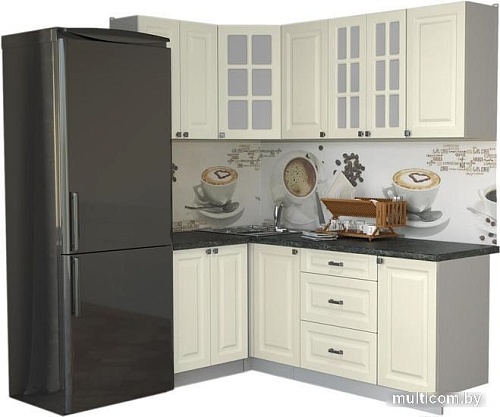Угловая кухня Интерлиния Мила Деко 1.2x2.0 (слоновая кость/кастилло темный)