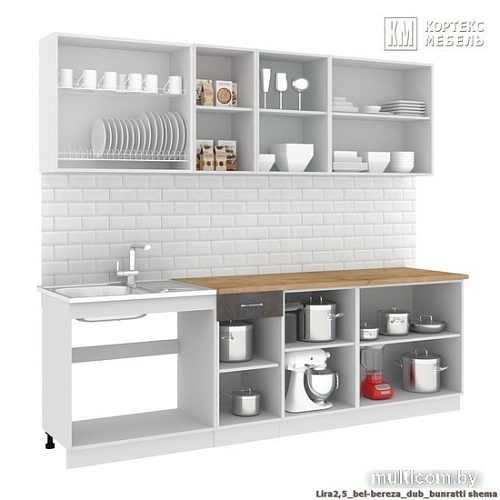 Готовая кухня Кортекс-мебель Корнелия Лира-лайт 2.6м (салатовый/оникс/дуб бунратт)