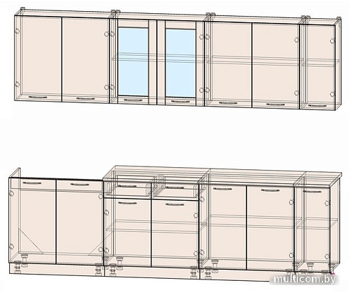 Готовая кухня Интерлиния Мила 27 (ваниль-бетон-травертин)