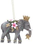 Елочная игрушка Gisela Graham Слон с цветами 14063-2