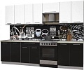 Кухня Интерлиния Мила Пластик 2.9 А (черный глянец/белый глянец/опал светлый)