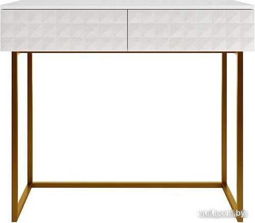 Консольный стол Shtabe Simple 7011 эко (травертин/белый/золото)