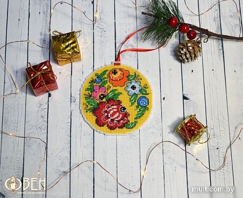 Набор для вышивания Овен Ёлочная игрушка. Городецкая роспись 1148