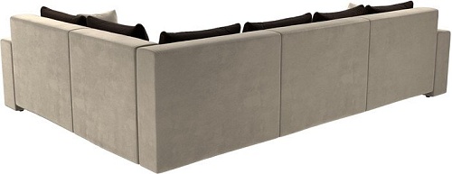 Угловой диван Лига диванов Майами Long 92 правый (микровельвет бежевый/подушки коричневые)