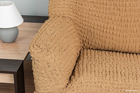 Комплект чехлов для дивана и кресла Софатэкс Люкс КПО-4 (кофе с молоком)