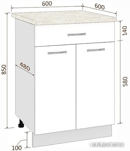 Шкаф напольный Кортекс-мебель Корнелия Мара НШ60р1ш (салатовый-королевский опал)