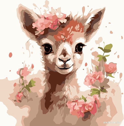 Рыжий кот Малыши-животные Олененок в цветах Х-0638