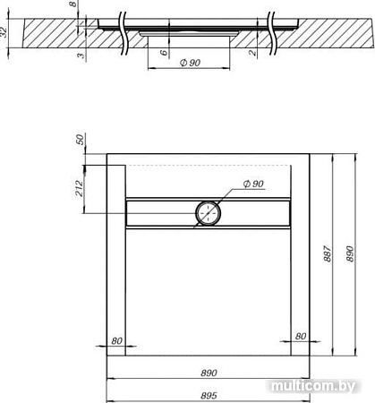 Душевой поддон Aquanet Delight 90x90 (черный)