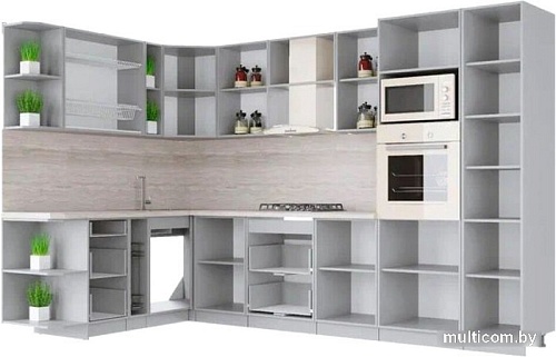 Готовая кухня Интерлиния Мила Крафт 1.88x3.2 левая (дуб полярный)