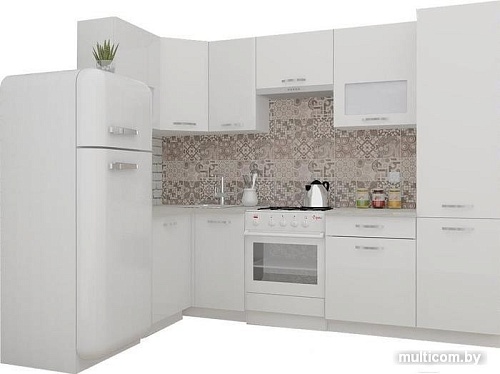 Угловая кухня ВерсоМебель ЭкоЛайт-5 1.4x2.6 правая (белый/белый)