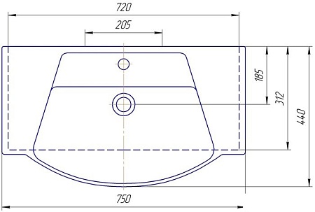 Умывальник Kirovit Монро 75x44