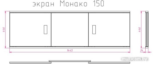 Экран под ванну Onika Монако 150 (белый)