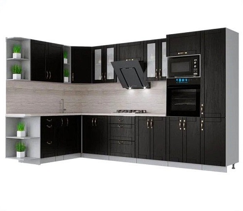 Готовая кухня Интерлиния Мила Крафт 1.88x3.4 левая (дуб английский)