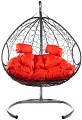 Подвесное кресло M-Group Для двоих 11450306 (серый ротанг/красная подушка)