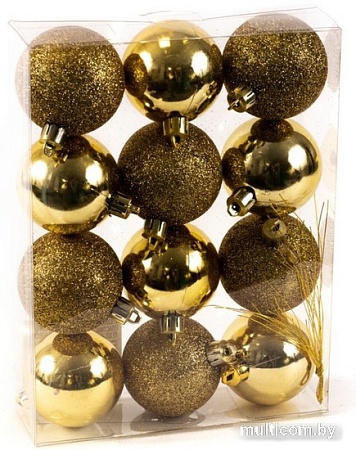 Елочная игрушка Белбогемия Глянцевый блеск 27629580 (12шт, золото)