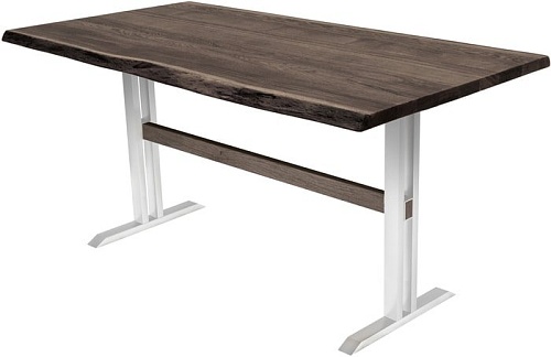 Кухонный стол Buro7 Двутавр 150 (с обзолом, дуб мореный/белый)