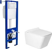 Унитаз подвесной Saniteco KW-9004W + Berges АТОМ 410 040333 (с кнопкой)