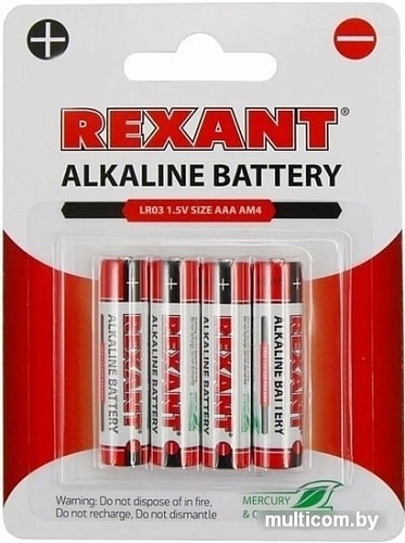Батарейки Rexant AAA/LR03 4шт 30-1012