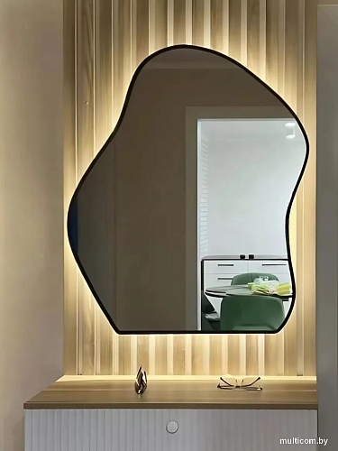 Зеркало eMZe 76x92 LED.CLOUD.UV.76.92.CHE.4K (черный с УФ-окантовкой и подсветкой)