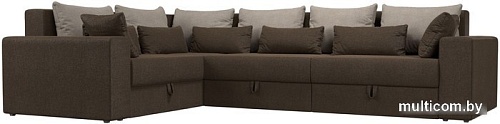 Угловой диван Лига диванов Майами Long 92 левый (рогожка коричневый/подушки бежевые/коричневые)