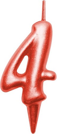 Свеча для торта Мультидом Овал Цифра 4 МС5-34 (красный)