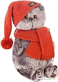 Мягкая игрушка Basik & Co Басик в вязаной шапке и шарфе (22 см)