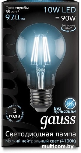 Светодиодная лампа Gauss Filament A60 E27 10 Вт 4100 К 102802210