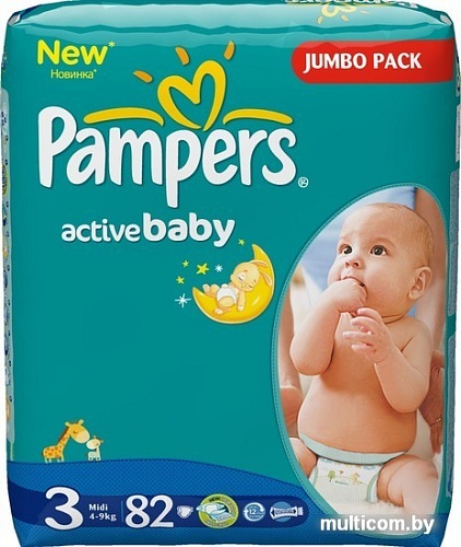 Подгузники Pampers Active Baby-Dry 3 Midi (82 шт)