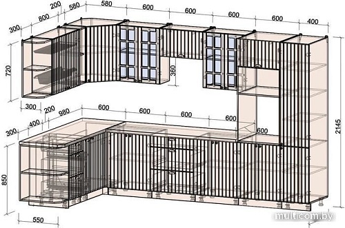 Интерлиния Берес 1.88x3.4 ВТ левая (дуб королевский/бискайская сосна)