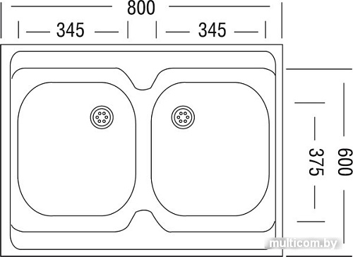 Кухонная мойка Ukinox Стандарт STD800.600 20 6C 3C