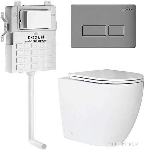 Унитаз приставной Roxen Antares в комплекте с инсталляцией Attach 5 в 1 967059 (кнопка: хром матовый)