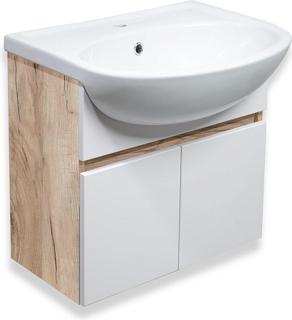 Runo Тумба с умывальником Runo Лада 50 + Уют 50 (подвесная, крафтовый дуб)