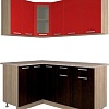Угловая кухня Интерлиния Мила 12x17 (красный/дуб венге)
