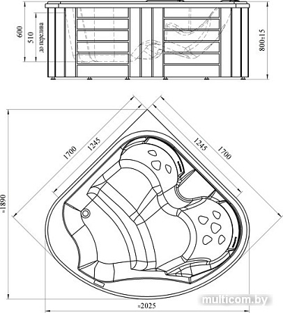 Ванна Radomir Корнелия 170х170 (перламутровый)