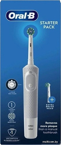 Электрическая зубная щетка Oral-B Vitality D100 Starterkit + 2 насадки (серый)