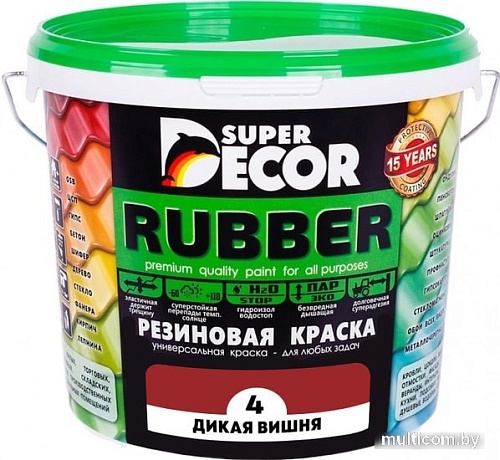 Краска Super Decor Rubber 6 кг (№04 дикая вишня)