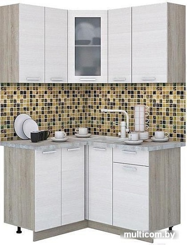 Угловая кухня Интерлиния Мила 12x13 (вудлайн кремовый)