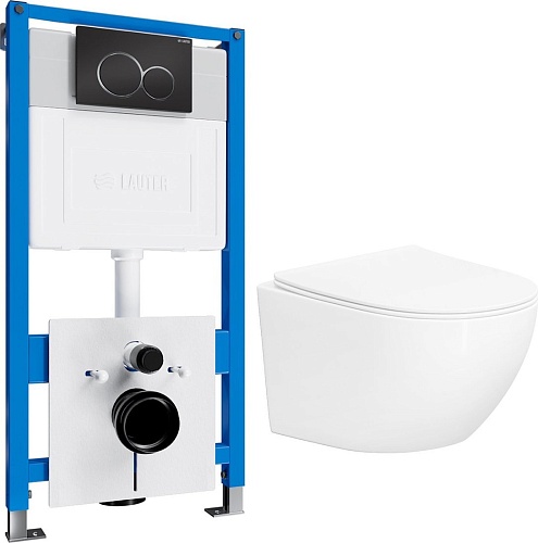 Унитаз подвесной Lauter Sulzdorf с микролифтом и кнопкой смыва 219704E (белый/черный)