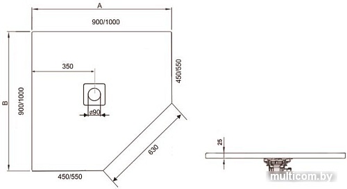 Душевой поддон RGW ST/T-0100G 100x100