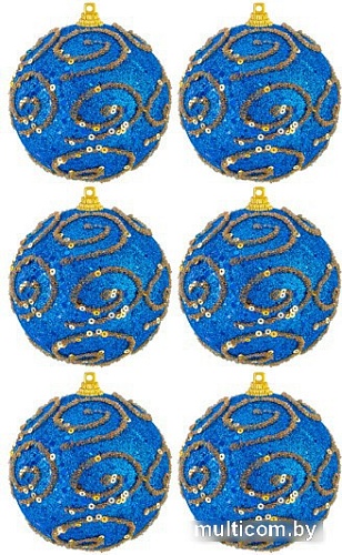 Елочная игрушка Elan Gallery Вензеля 970098 (6 шт, синий)
