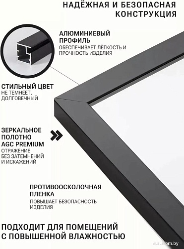 Зеркало eMZe Line 52x102 LINE.52.102.CHE (черный)
