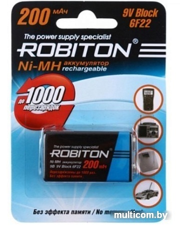 Аккумуляторы Robiton 9V 200MH9 BL1 200mAh 1шт