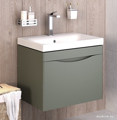 Runo Тумба с умывальником Runo Афина 60 + Moduo 60 (подвесная, цемент)