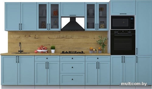 Готовая кухня Интерлиния Тренд 3.6В (океан/океан/дуб бунратти)