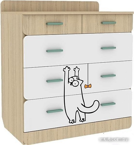 Комод Аквилон Кот №9.1 (туя светлая-белый)