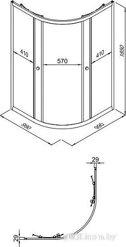 Душевой уголок Triton Альфа-Хром 100х100 (без поддона)