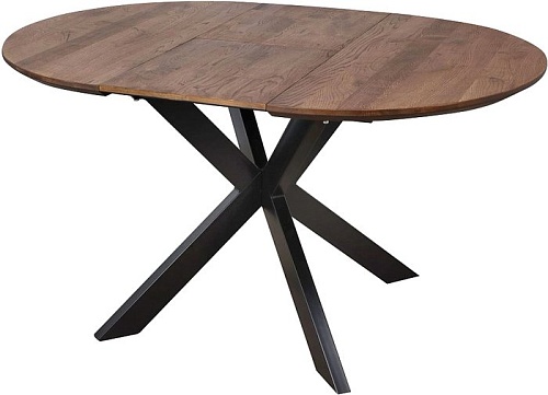 Кухонный стол ОКА Раунд 100-140x75 (дуб мореный/черный)