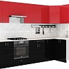 Готовая кухня S-Company Клео глосc 1.2x2.9 правая (черный глянец/красный глянец)