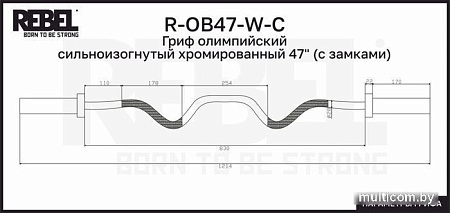 Гриф для штанги Rebel R-OB47-W-C